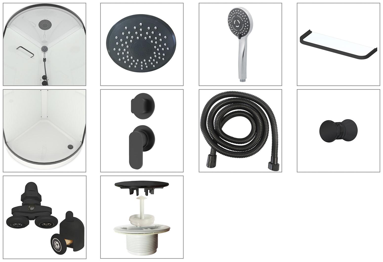 Душевая кабина Domani-Spa Simple 99, поддон 15 см, белые стенки, прозрачное стекло, 90×90 см