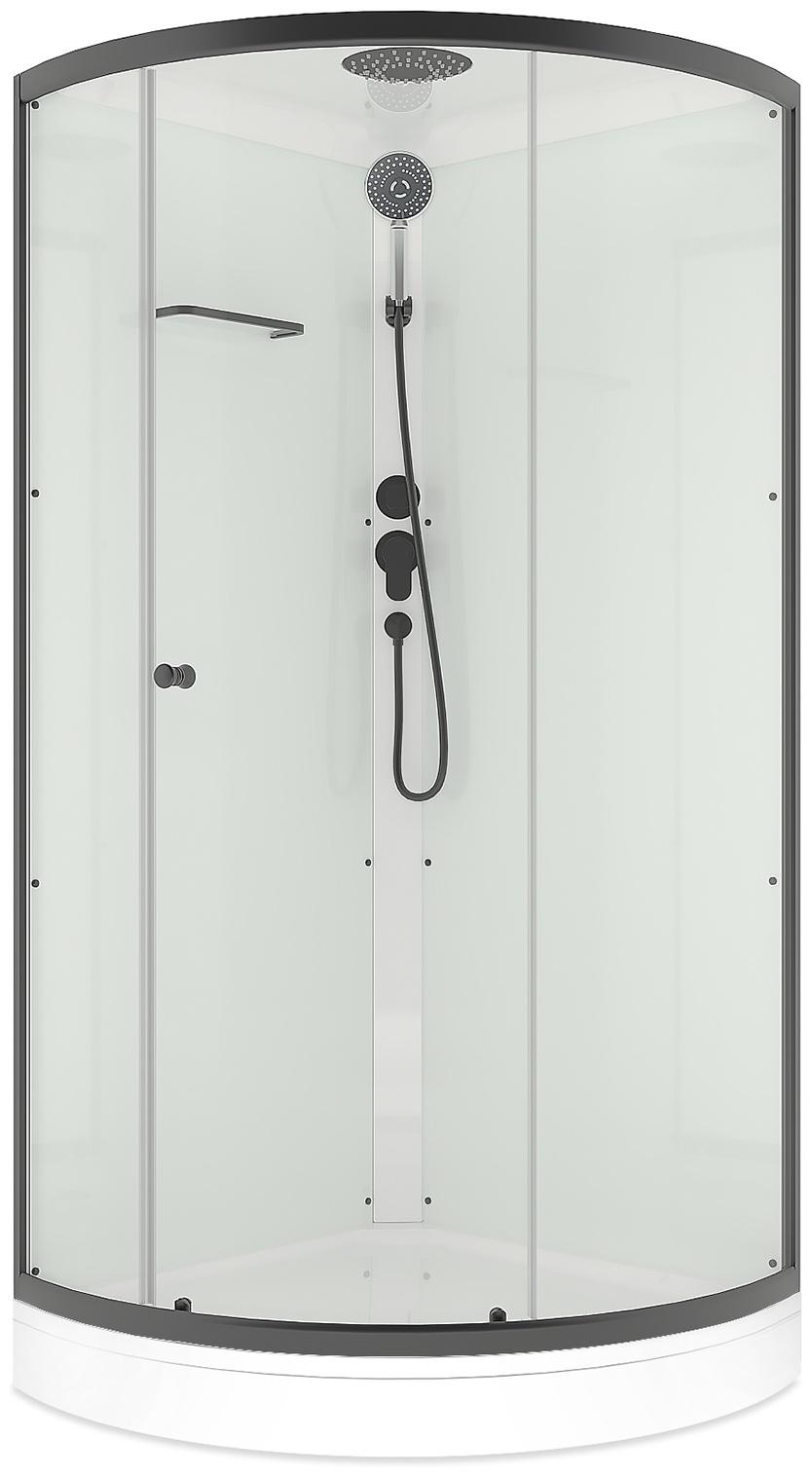 Душевая кабина Domani-Spa Simple 99, поддон 15 см, белые стенки, прозрачное стекло, 90×90 см