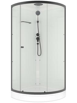 Душевая кабина Domani-Spa Simple 99, поддон 15 см, белые стенки, прозрачное стекло, 90×90 см