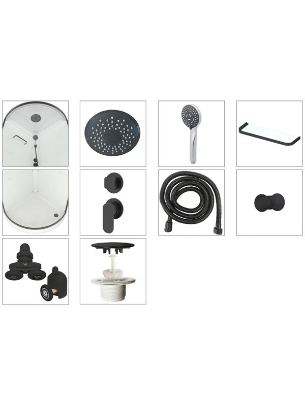 Душевая кабина Domani-Spa Simple 99, поддон 15 см, белые стенки, прозрачное стекло, 90×90 см