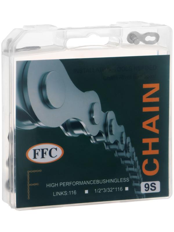 Цепь Bike Parts F9, 9 скоростей, 116 звеньев, замок в комплекте