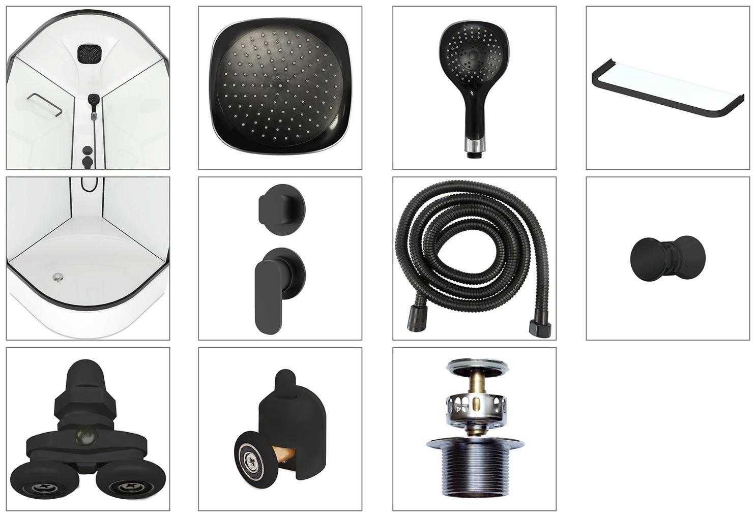 Душ.кабина Domani-Spa Delight Slim 99 high, поддон 45 см, черные стенки, 90×90 см