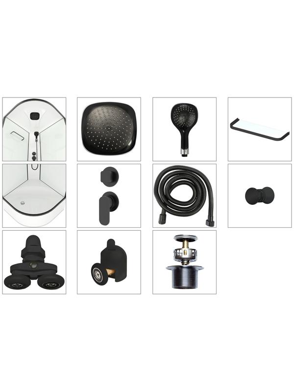 Душ.кабина Domani-Spa Delight Slim 99 high, поддон 45 см, черные стенки, 90×90 см