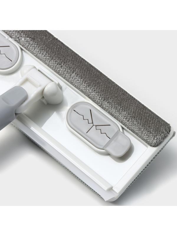 Щётка для окон Raccoon, стальная телескопическая ручка 82(126) см, насадка из микрофибры 25×9 см, цвет белый