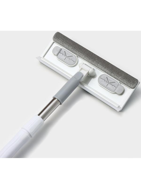 Щётка для окон Raccoon, стальная телескопическая ручка 82(126) см, насадка из микрофибры 25×9 см, цвет белый