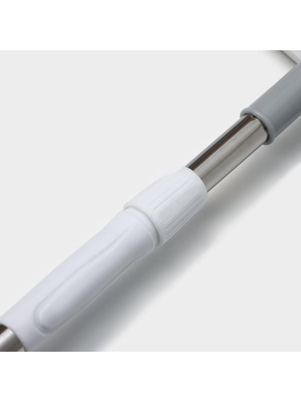 Щётка для окон Raccoon, стальная телескопическая ручка 82(126) см, насадка из микрофибры 25×9 см, цвет белый