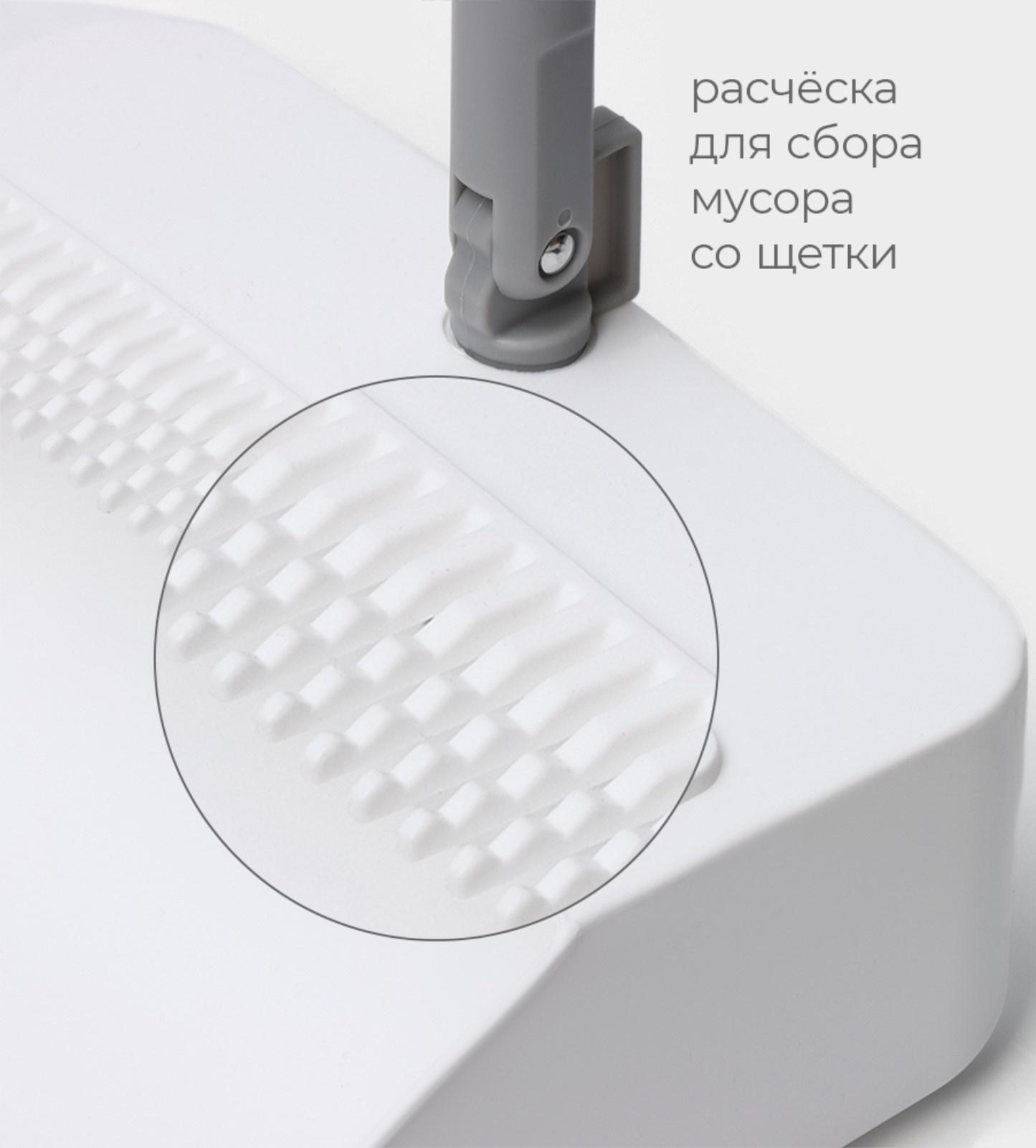 Щётка для пола Raccoon, 2 предмета: совок 27×25×88 см, щётка 26×94 см, белая