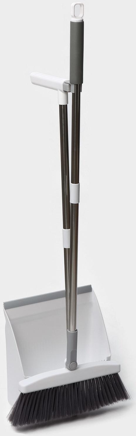 Щётка для пола Raccoon, 2 предмета: совок 27×25×88 см, щётка 26×94 см, белая