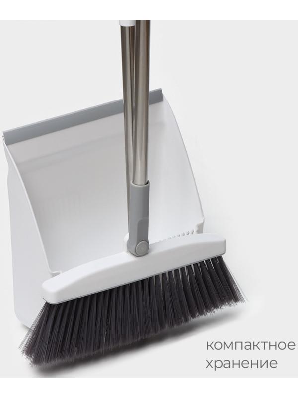 Щётка для пола Raccoon, 2 предмета: совок 27×25×88 см, щётка 26×94 см, белая