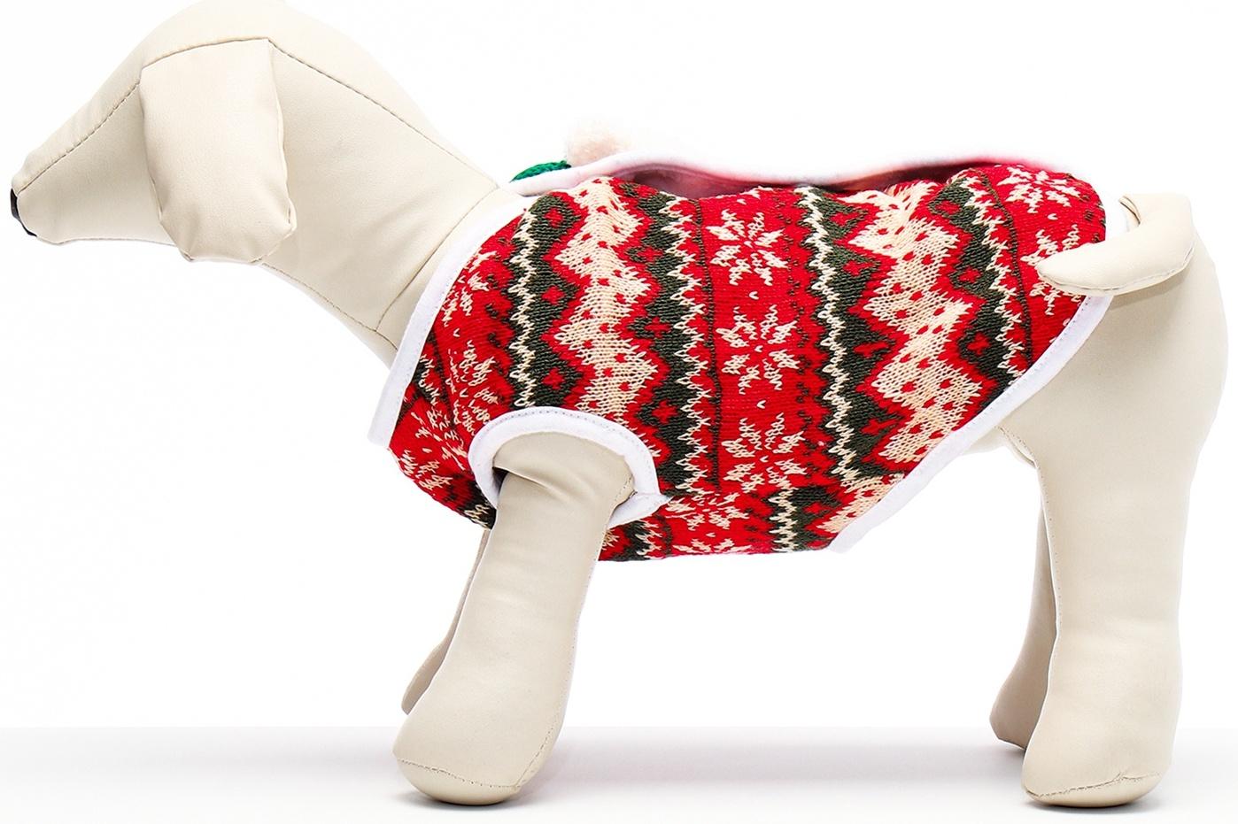 Кардиган с мишкой для собак, новогодний, размер M