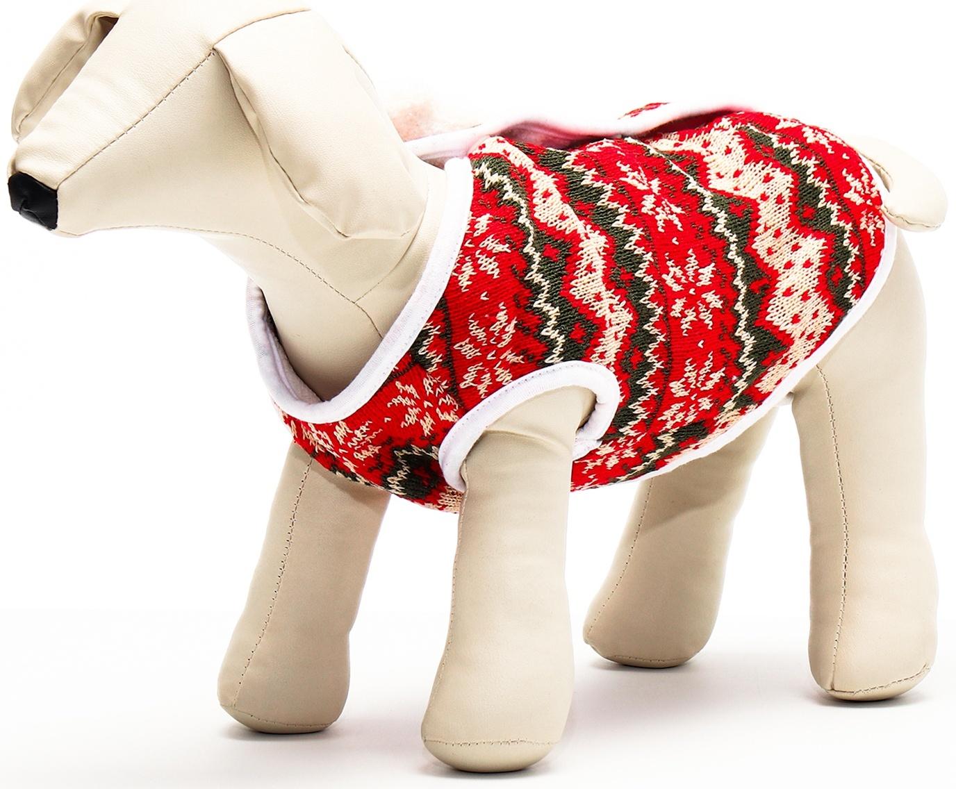 Кардиган с мишкой для собак, новогодний, размер M