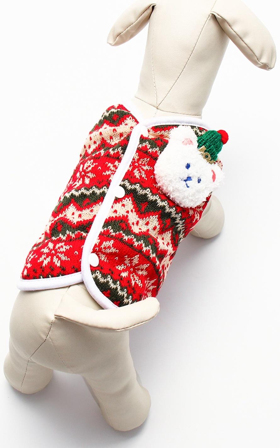 Кардиган с мишкой для собак, новогодний, размер M