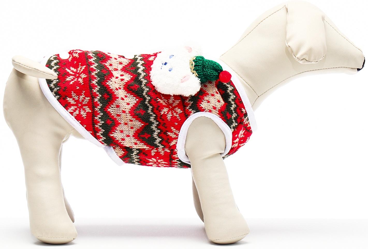 Кардиган с мишкой для собак, новогодний, размер M