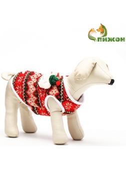 Кардиган с мишкой для собак, новогодний, размер M