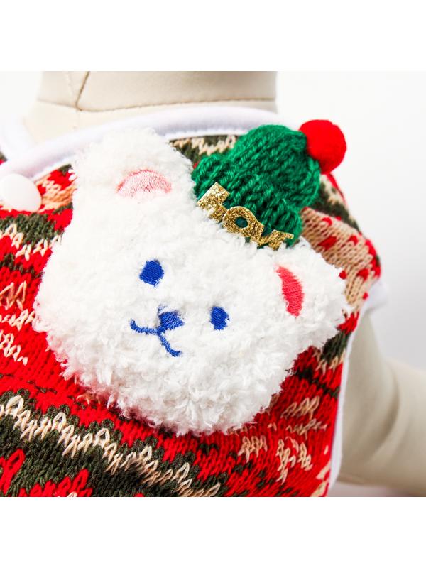 Кардиган с мишкой для собак, новогодний, размер M