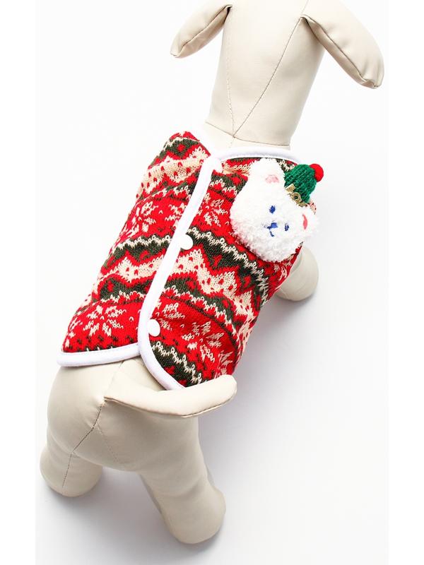 Кардиган с мишкой для собак, новогодний, размер M