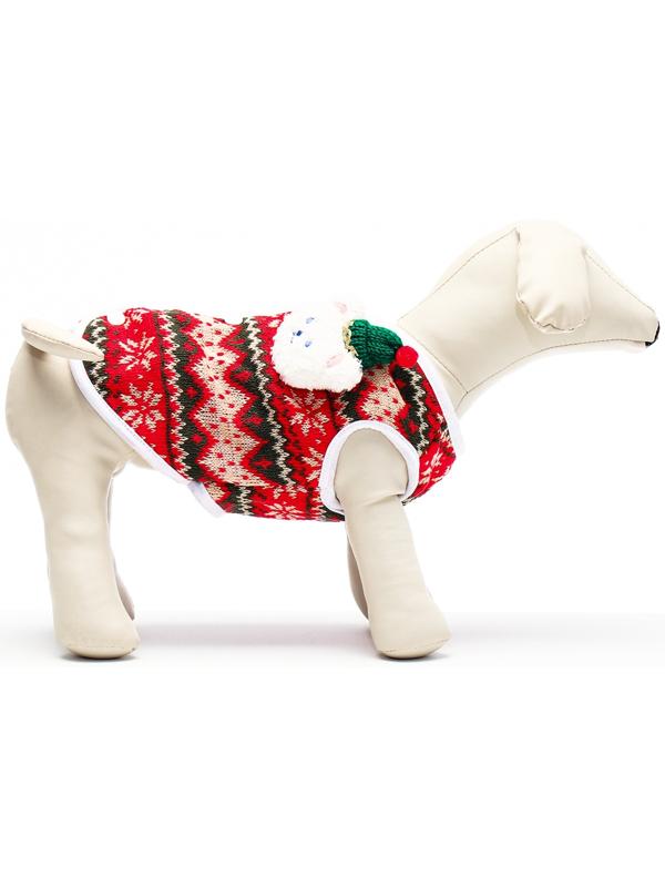 Кардиган с мишкой для собак, новогодний, размер M