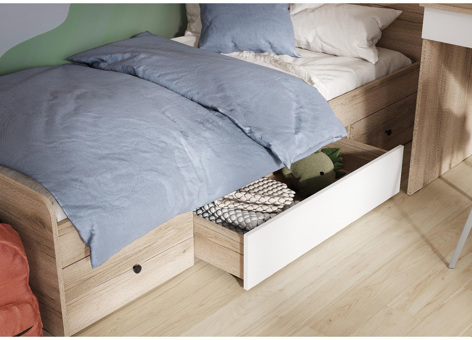 Ящик для кровати Киви, 892х432х204, Белый/Дуб делано