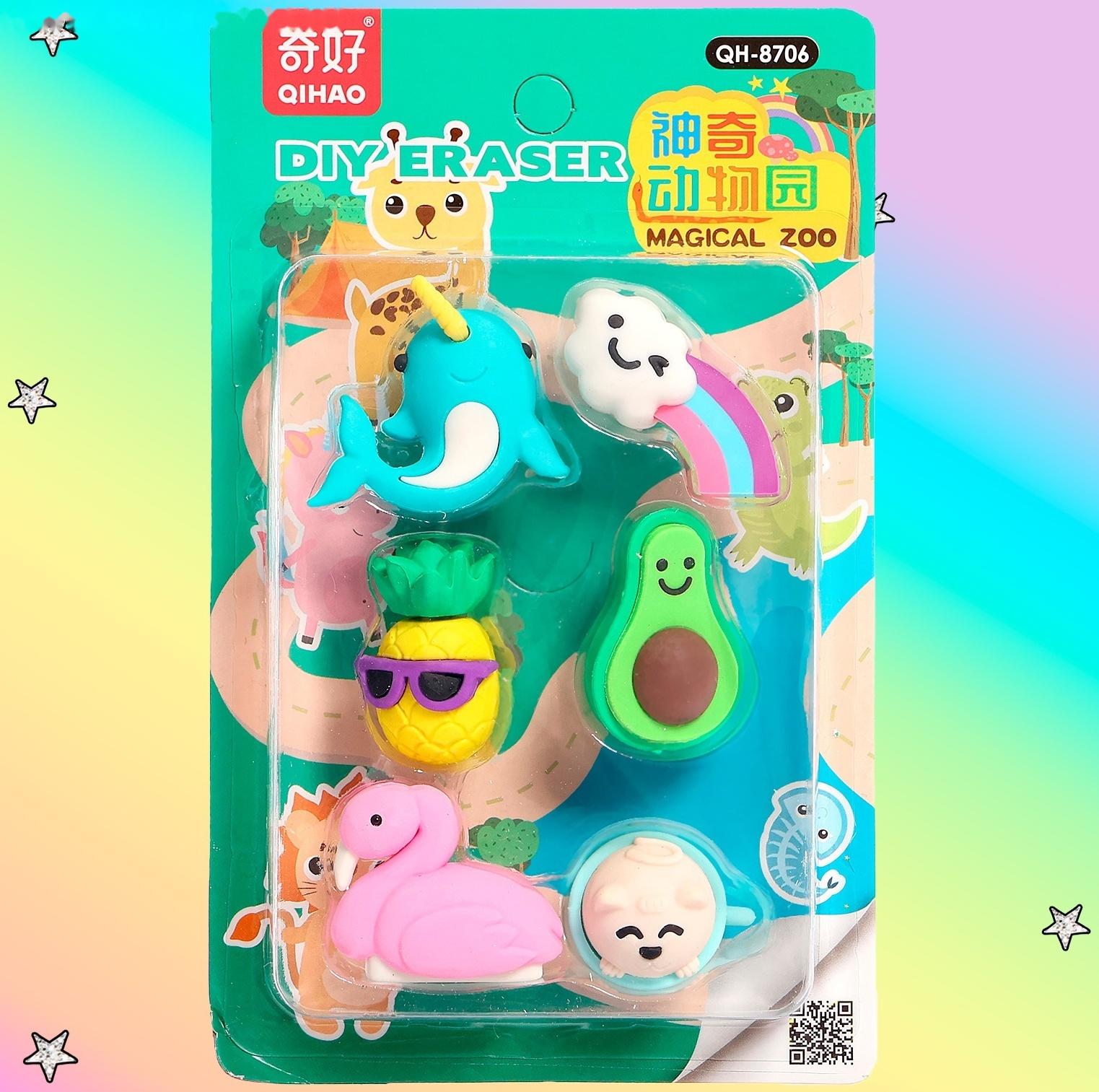 Игровой набор ластиков «Яркие краски», 6 шт., МИКС