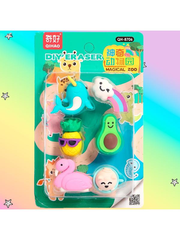 Игровой набор ластиков «Яркие краски», 6 шт., МИКС