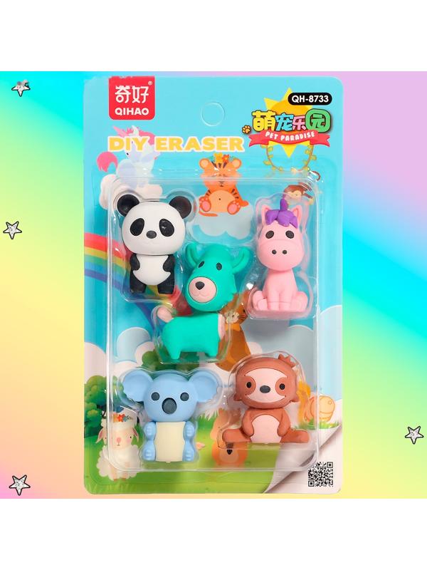 Игровой набор ластиков «Зверушки», 5 шт., МИКС