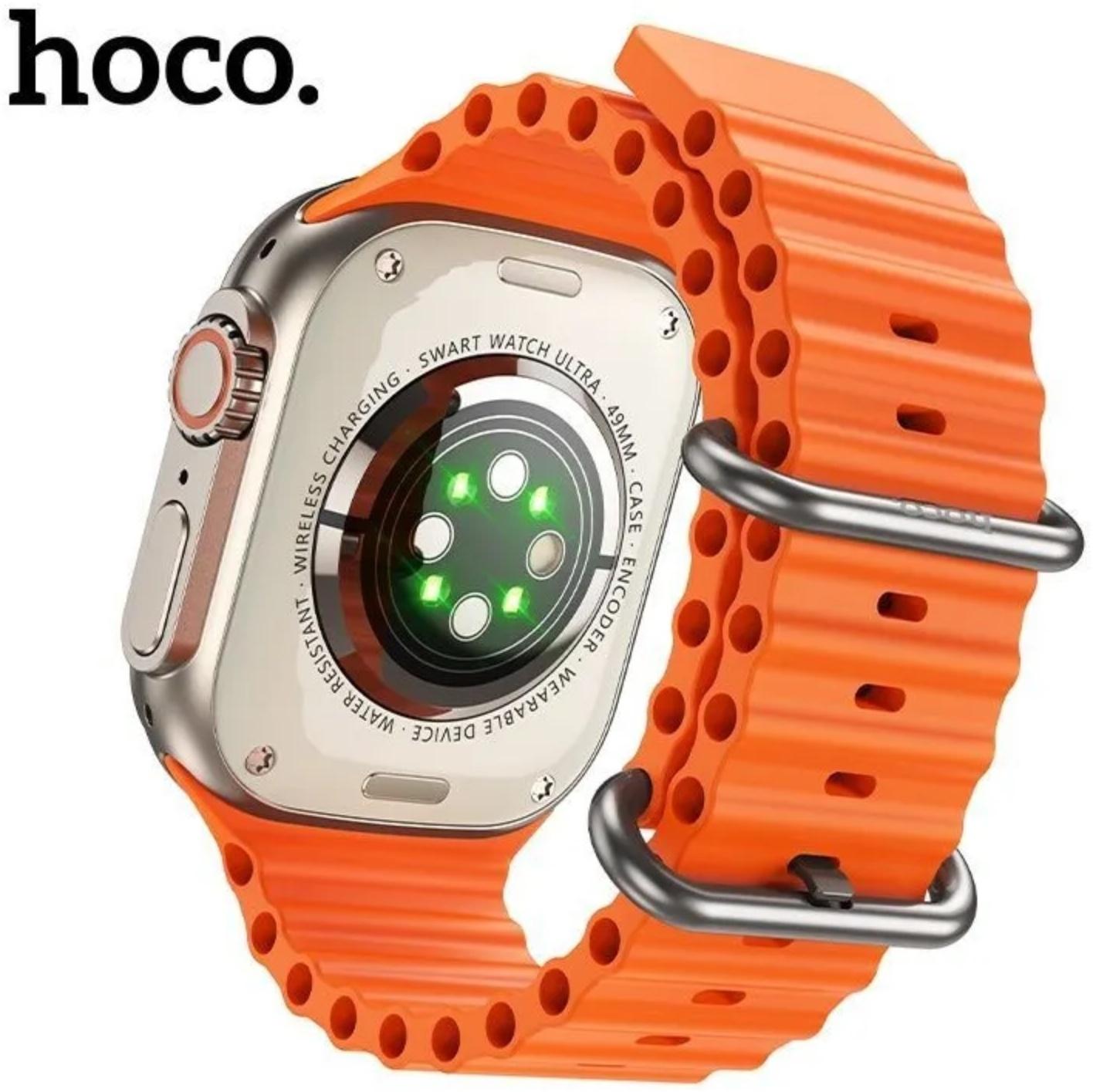 Смарт-часы Hoco Y12 Ultra, 1.96,240х280,BT5.0,320 мАч,поддержка вызова,Lightning,золотистые