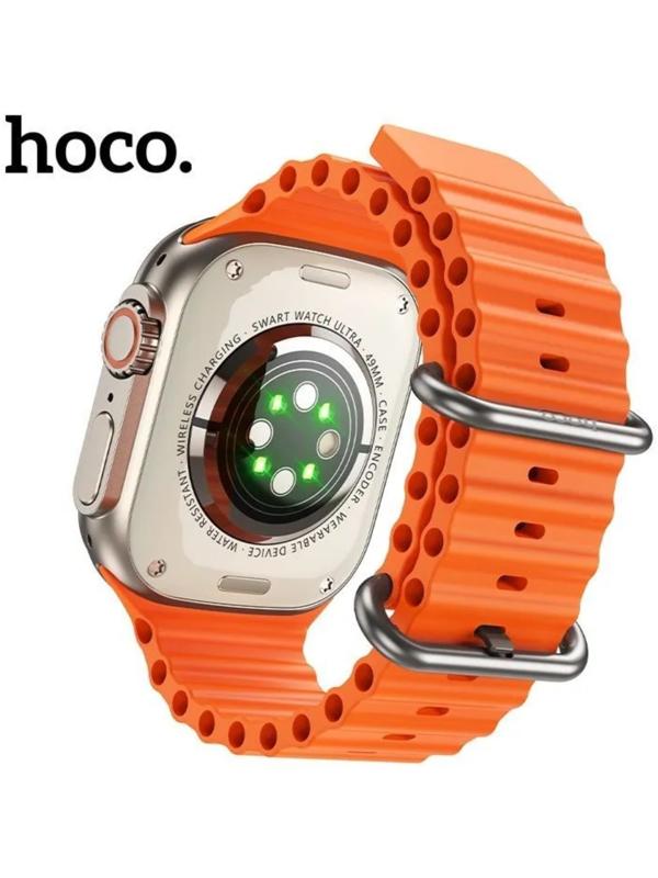 Смарт-часы Hoco Y12 Ultra, 1.96,240х280,BT5.0,320 мАч,поддержка вызова,Lightning,золотистые