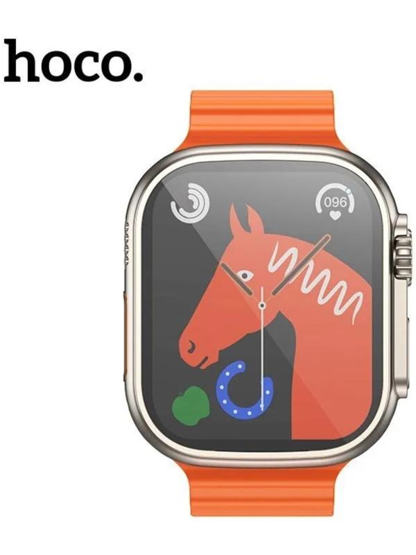 Смарт-часы Hoco Y12 Ultra, 1.96,240х280,BT5.0,320 мАч,поддержка вызова,Lightning,золотистые