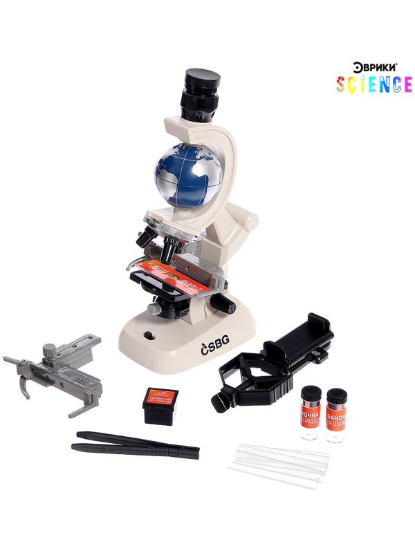 Микроскоп, с планетой, держатель для телефона, подсветка, увеличение x100, x400, x1200