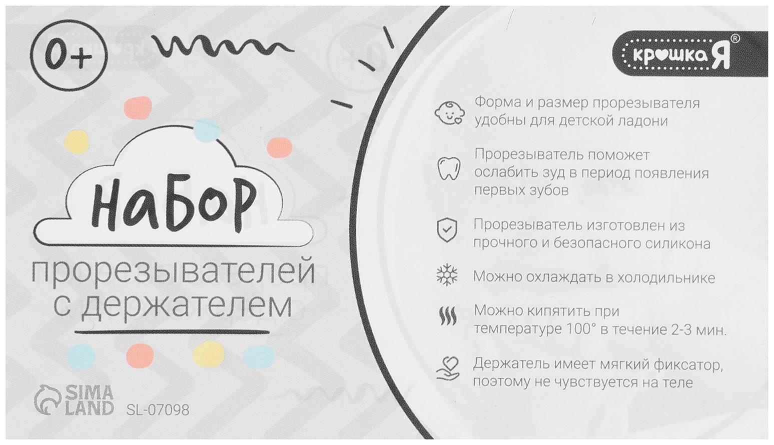 Набор прорезывателей для зубов «Зверята», бутылочка, силиконовый шнурок, в контейнере, 4 шт.