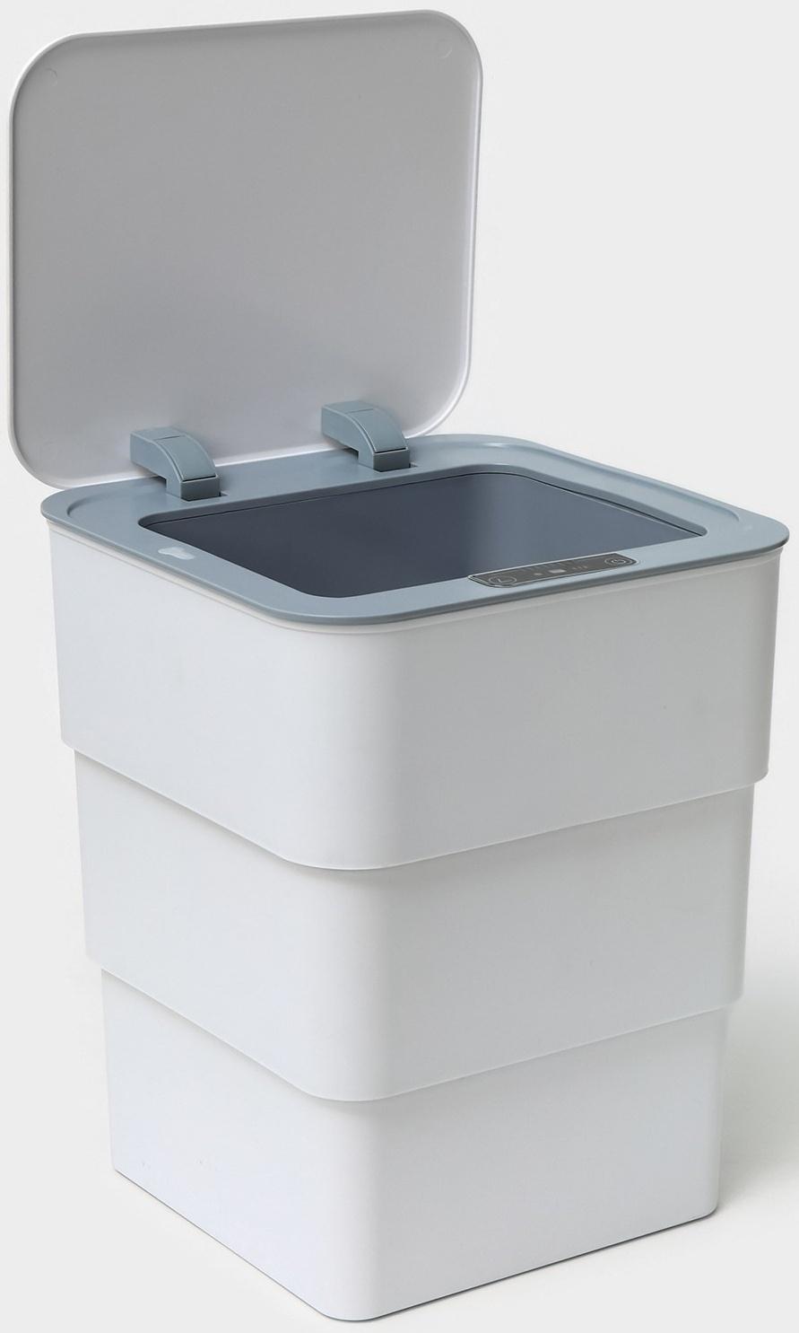 Ведро мусорное сенсорное SAVANNA, складное, 18 л, цвет белый
