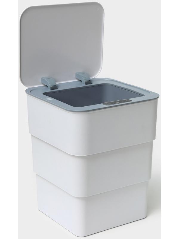 Ведро мусорное сенсорное SAVANNA, складное, 18 л, цвет белый
