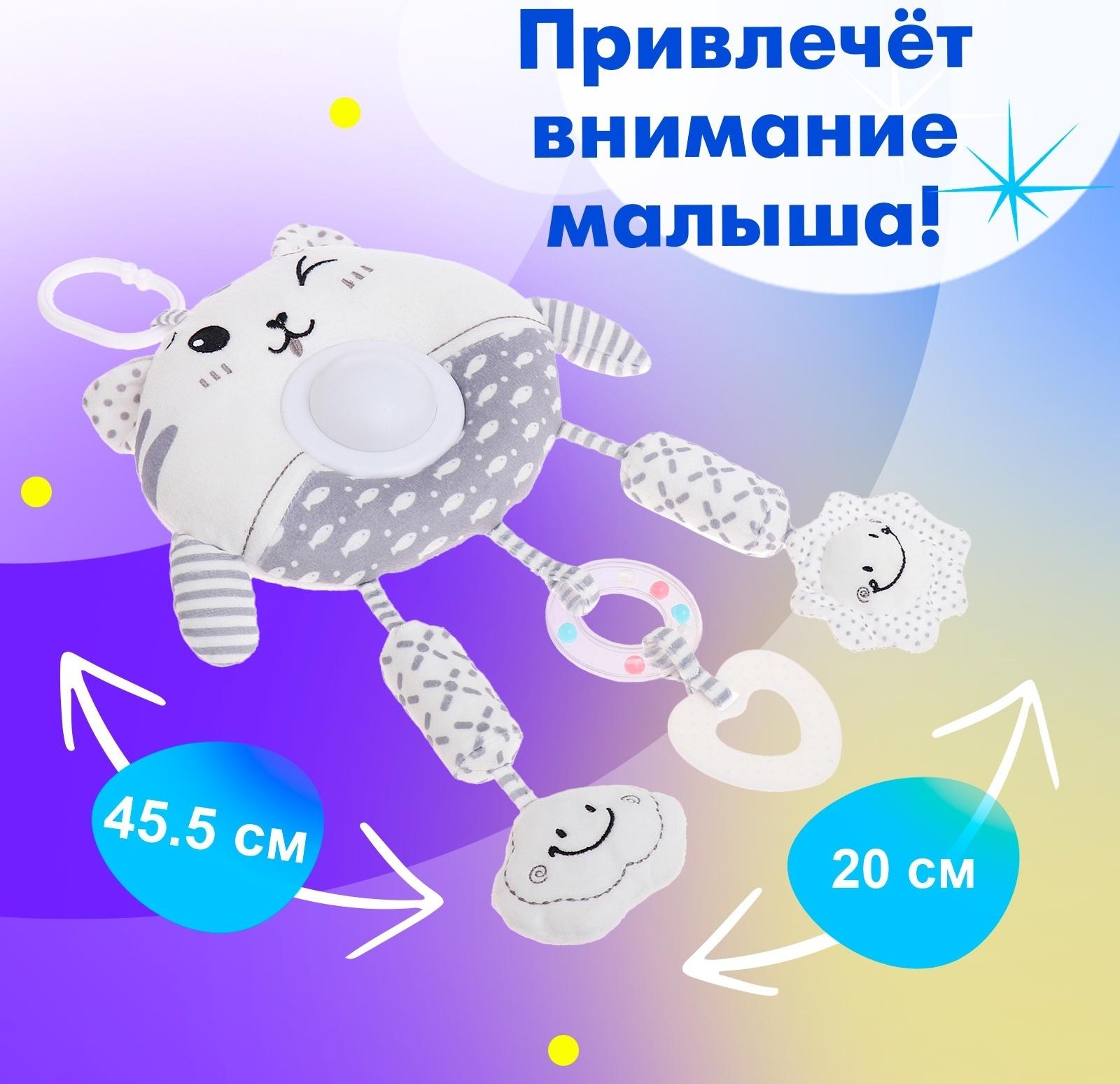 Подвеска на кроватку и коляску «Котик», музыкальная, свет