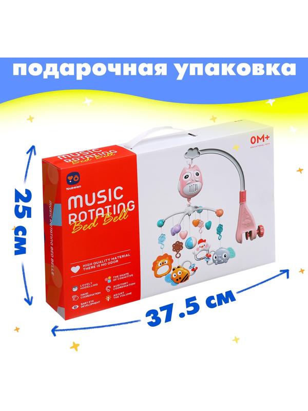 Мобиль музыкальный «Песенки совушки», на батарейках, цвет розовый