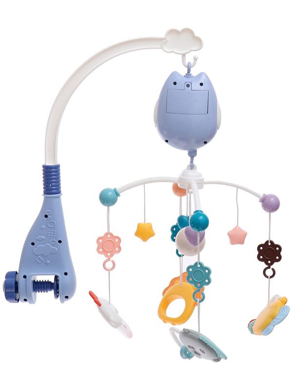 Мобиль музыкальный «Песенки совушки», на батарейках, цвет голубой