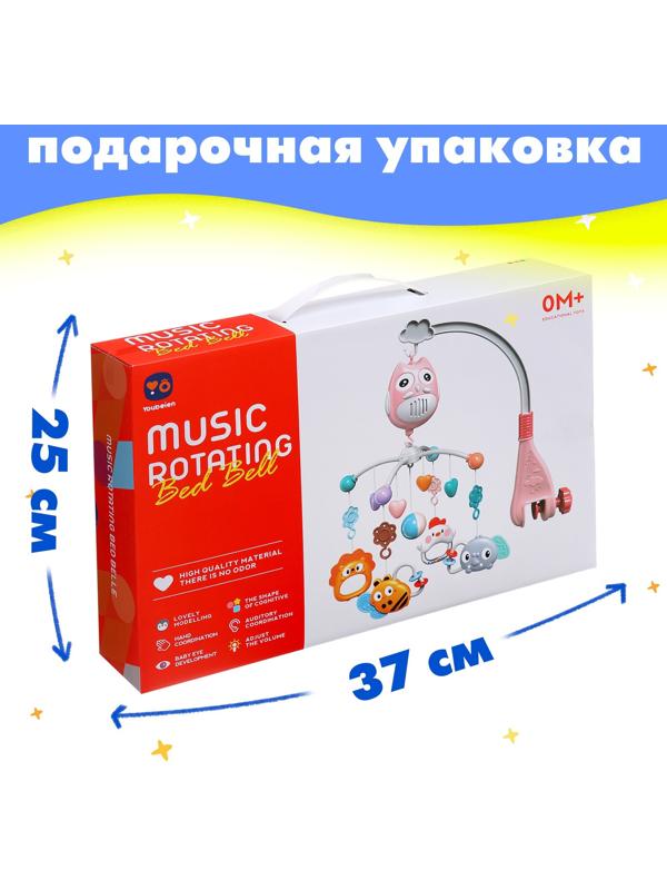 Мобиль музыкальный «Песенки совушки», на батарейках, цвет голубой