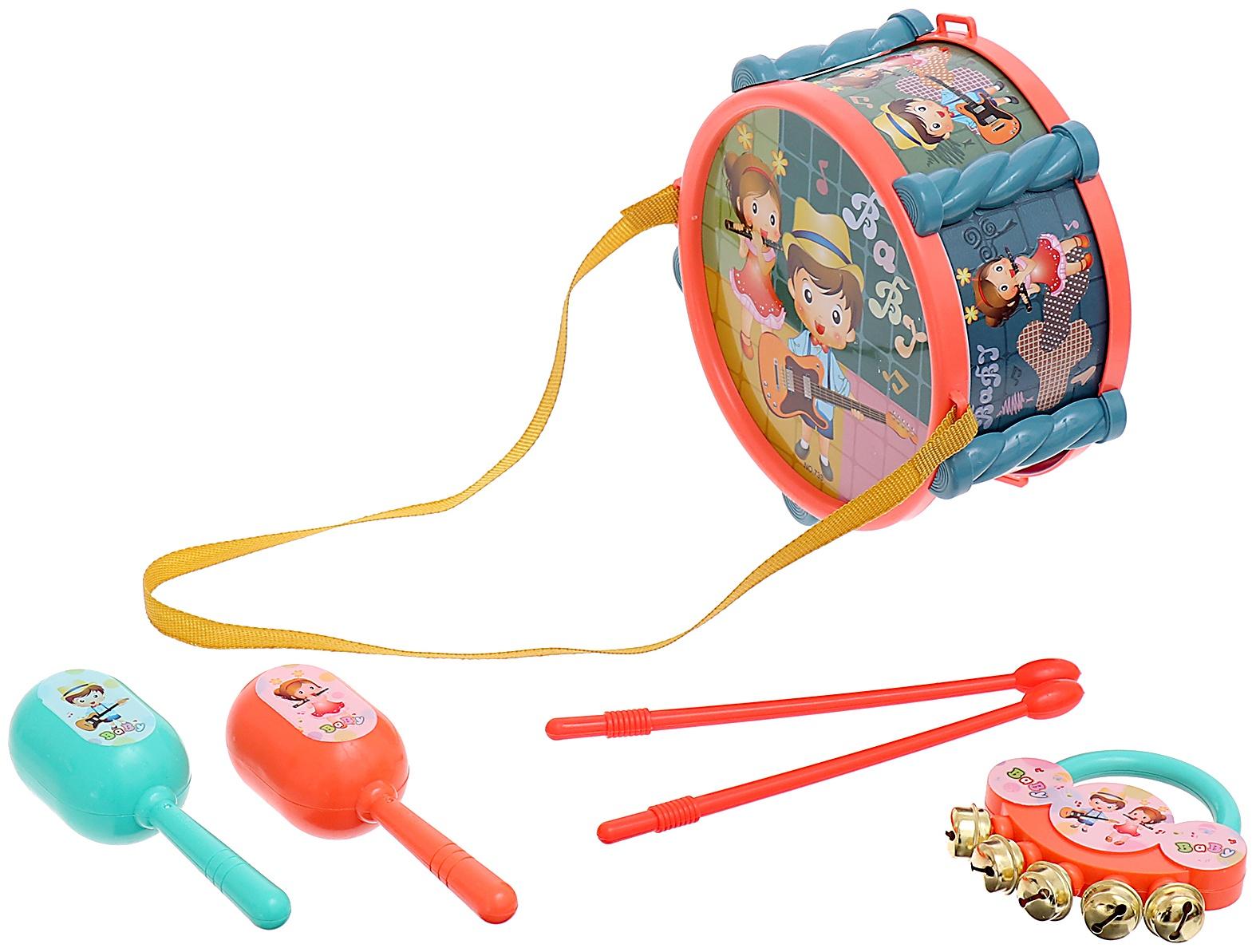 Набор детских музыкальных инструментов «Малышок», 6 предметов, цвета МИКС