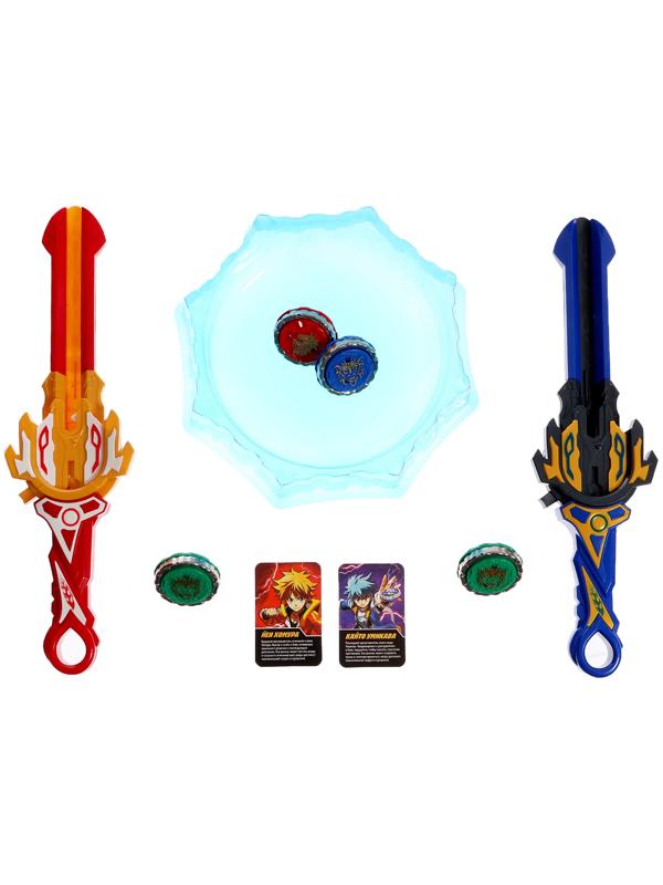 Набор волчков с мечом ULTRA SPIN «Сражение гладиаторов», 4 волчка, 2 устройства запуска, арена