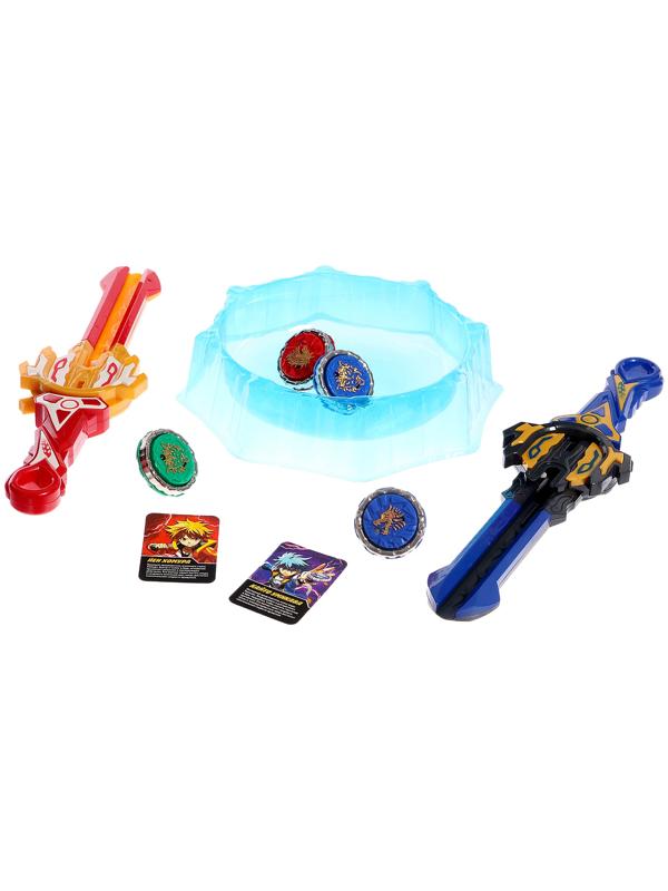 Набор волчков с мечом ULTRA SPIN «Сражение гладиаторов», 4 волчка, 2 устройства запуска, арена