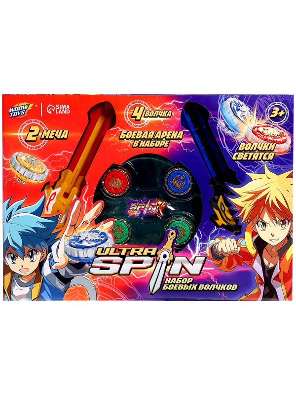 Набор волчков с мечом ULTRA SPIN «Сражение гладиаторов», 4 волчка, 2 устройства запуска, арена