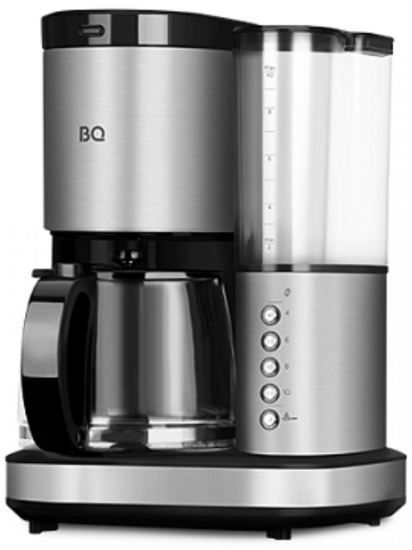 Кофеварка BQ CM7002, капельная, 800 Вт, 1.25 л, кофемолка, серебристо-чёрная