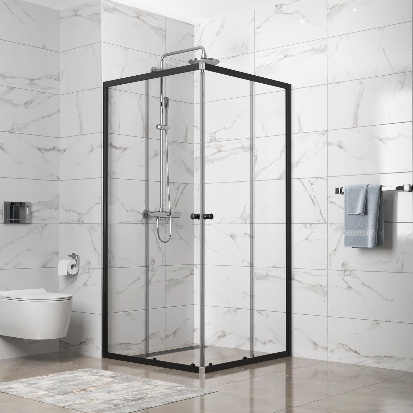 Душевое ограждение Domani-Spa Cube 99, прозрачное стекло, 90х90х190 см, без поддона, графит