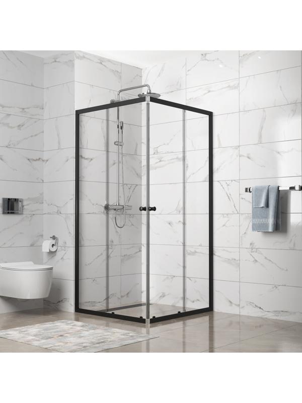Душевое ограждение Domani-Spa Cube 99, прозрачное стекло, 90х90х190 см, без поддона, графит
