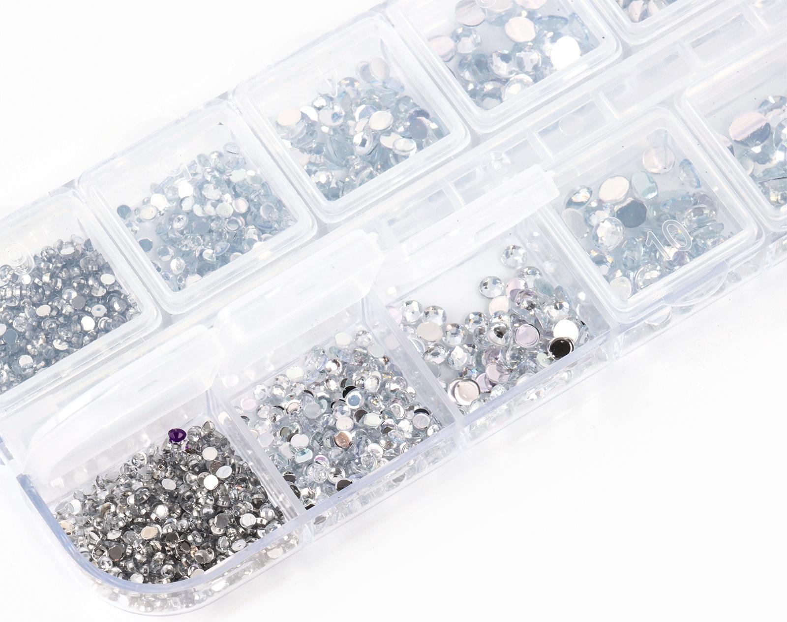 Стразы для творчества холодной фиксации с инструментами и клеем, цвет белый, размер от 1,5-6 мм, подходят для лица и ногтей