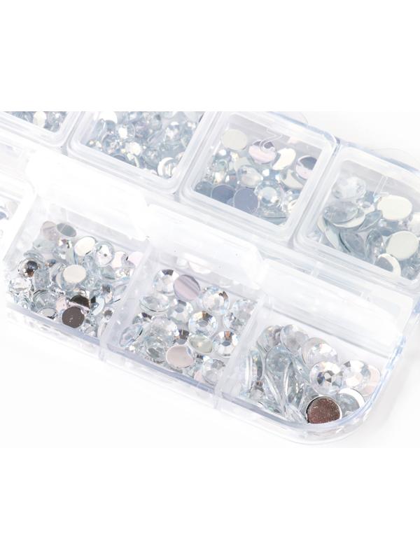 Стразы для творчества холодной фиксации с инструментами и клеем, цвет белый, размер от 1,5-6 мм, подходят для лица и ногтей