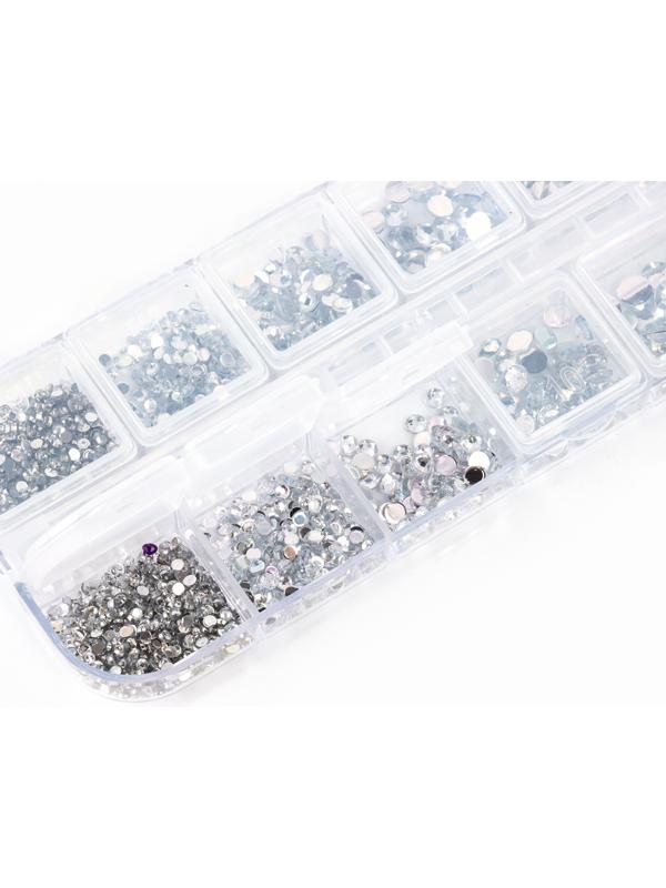 Стразы для творчества холодной фиксации с инструментами и клеем, цвет белый, размер от 1,5-6 мм, подходят для лица и ногтей