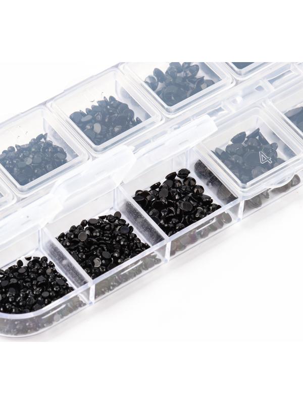 Стразы для творчества холодной фиксации с инструментами и клеем, цвет черный, размер от 1,5-6 мм, подходят для лица и ногтей