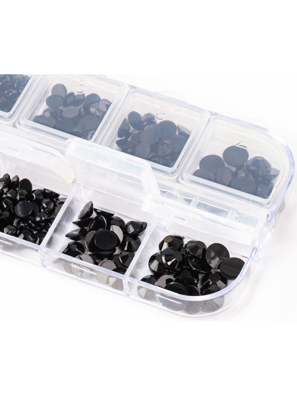 Стразы для творчества холодной фиксации с инструментами и клеем, цвет черный, размер от 1,5-6 мм, подходят для лица и ногтей