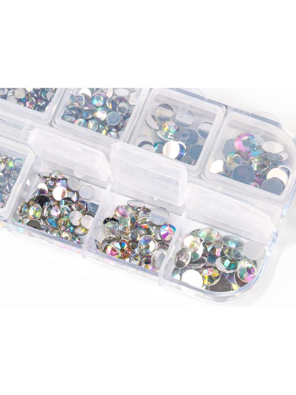 Стразы для творчества холодной фиксации с инструментами и клеем, цвет белый AB, размер от 1,5-6 мм, подходят для лица и ногтей