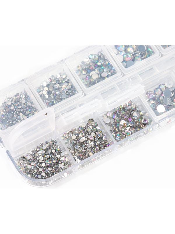 Стразы для творчества холодной фиксации с инструментами и клеем, цвет белый AB, размер от 1,5-6 мм, подходят для лица и ногтей